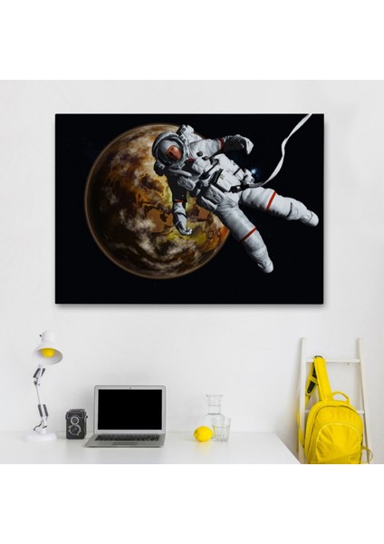 Gezegenin Arka Planındaki Astronot, Sanatsal Dekoratif Kanvas Tablo, Duvar Dekoru 1182 fiyatları