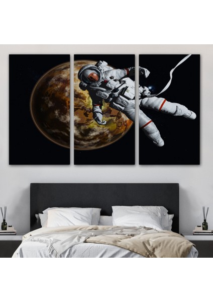Gezegenin Arka Planındaki Astronot, Sanatsal Dekoratif Kanvas Tablo, Duvar Dekoru 1182 modelleri
