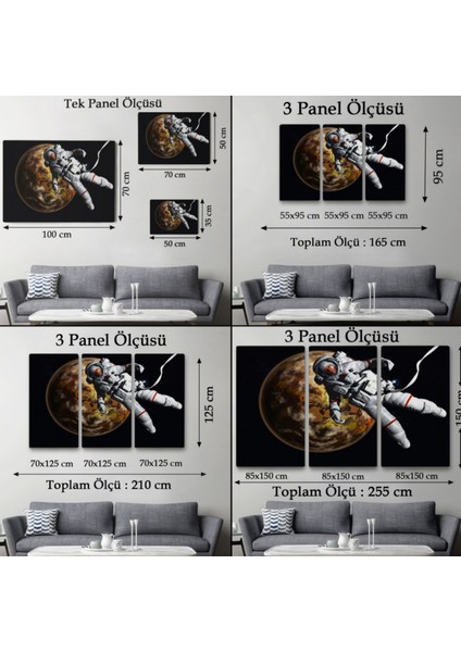 Gezegenin Arka Planındaki Astronot, Sanatsal Dekoratif Kanvas Tablo, Duvar Dekoru 1182 fırsatları