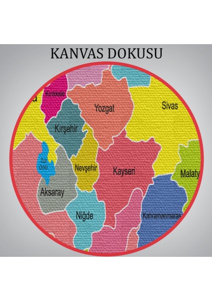 Eğitici Sınır Komşulu Türkiye Haritası, Harita Dekoratif Kanvas Tablo, Duvar Dekoru 3080