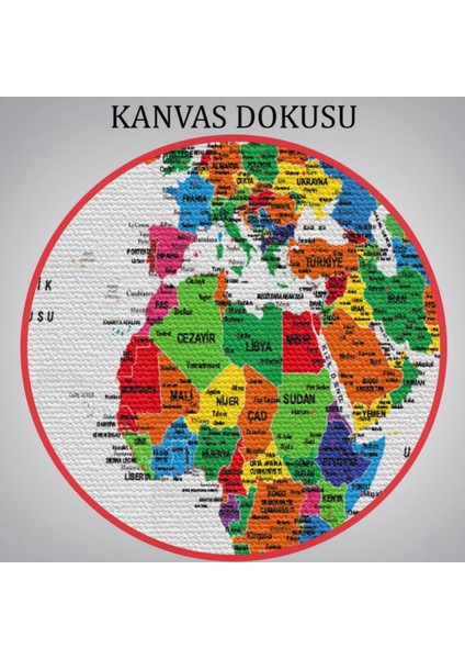 Detaylı ve Eğitici Türkçe Dünya Haritası, Harita Dekoratif Kanvas Tablo, Duvar Dekoru 1635