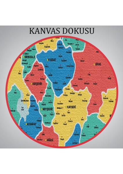 Eğitici Il ve Ilçe Detaylı Türkiye Haritası, Harita Dekoratif Kanvas Tablo, Duvar Dekoru 3047