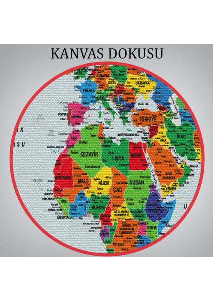 Renkli Zeminli Detaylı Türkçe Dünya Haritası, Harita Dekoratif Kanvas Tablo, Duvar Dekoru 1703