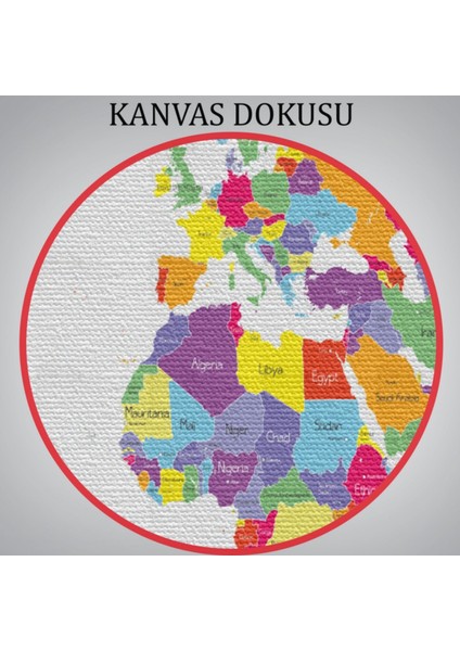 Beyaz Zemin Ingilizce Dünya Haritası Renkli Dekoratif Kanvas Tablo, Duvar Dekoru 1055