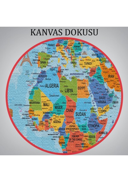 Detaylı Ingilizce Dünya Haritası, Harita Dekoratif Kanvas Tablo, Duvar Dekoru 2041