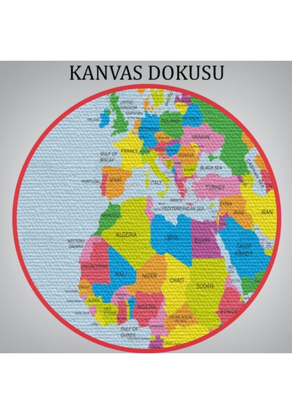 Beyaz Zemin Ingilizce Dünya Haritası Renkli Dekoratif Kanvas Tablo, Duvar Dekoru 1050