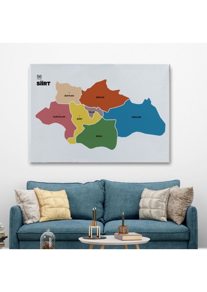 Il ve Ilçeler Haritası Siirt, Modern Dekoratif Kanvas Tablo, Duvar Dekoru 1449 fiyatları