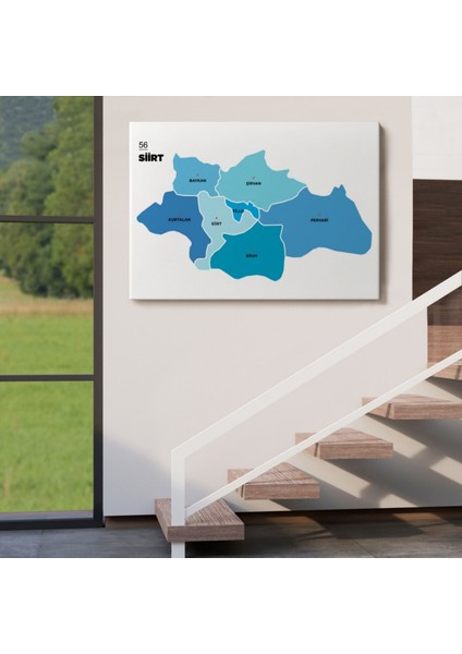 Il ve Ilçeler Haritası Siirt, Modern Dekoratif Kanvas Tablo, Duvar Dekoru 1450 fırsatları