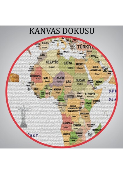 Ülke Başkentli ve Bayraklı Türkçe Dünya Haritası Dekoratif Kanvas Tablo, Duvar Dekoru 1940