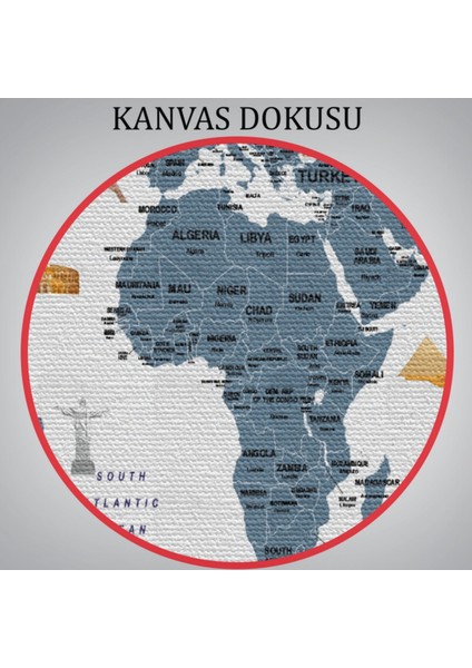 Ülke Başkentli ve Bayraklı Ingilizce Dünya Haritası Dekoratif Kanvas Tablo, Duvar Dekoru 1921