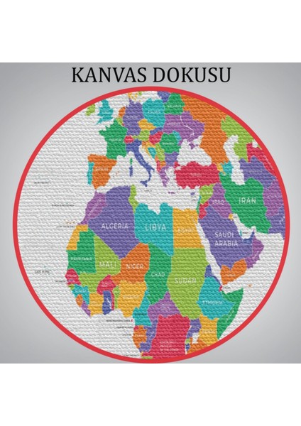 Beyaz Zemin Canlı Renkler Ingilizce Dünya Haritası Dekoratif Kanvas Tablo, Duvar Dekoru 1095