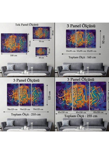 Kalpler Ancak Allah'ı Anmakla Huzur Bulur, Hat Sanatı Dekoratif Kanvas Tablo, Duvar Dekoru 3293 fırsatları