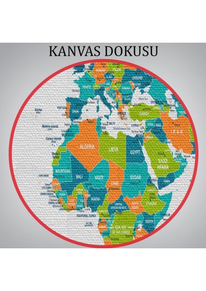 Canlı Renkler Ingilizce Dünya Haritası Renkli Dekoratif Kanvas Tablo, Duvar Dekoru 1076