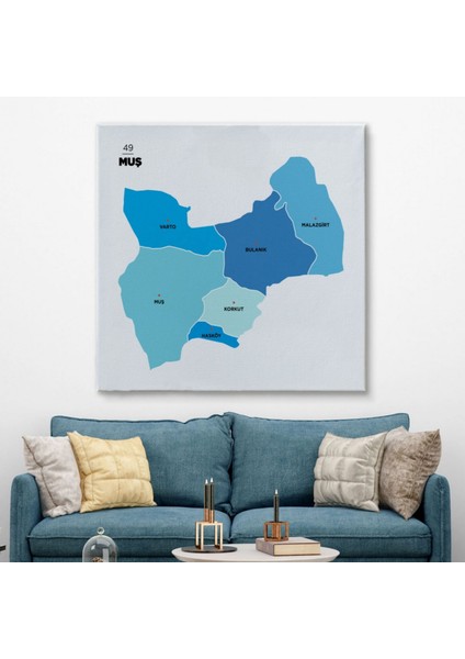 Il ve Ilçeler Haritası Muş, Modern Dekoratif Kanvas Tablo, Duvar Dekoru 1426 fiyatları