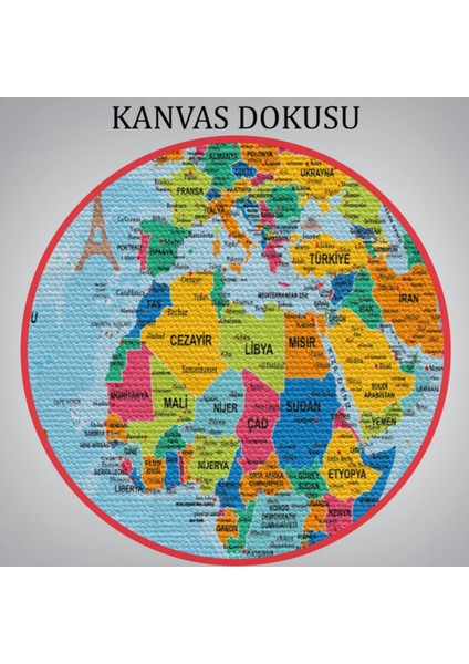 Detaylı Türkçe Dünya Haritası, Harita Dekoratif Kanvas Tablo, Duvar Dekoru 2024