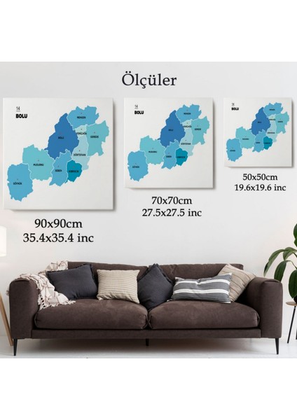 Il ve Ilçeler Haritası Bolu, Modern Dekoratif Kanvas Tablo, Duvar Dekoru 1302 modelleri