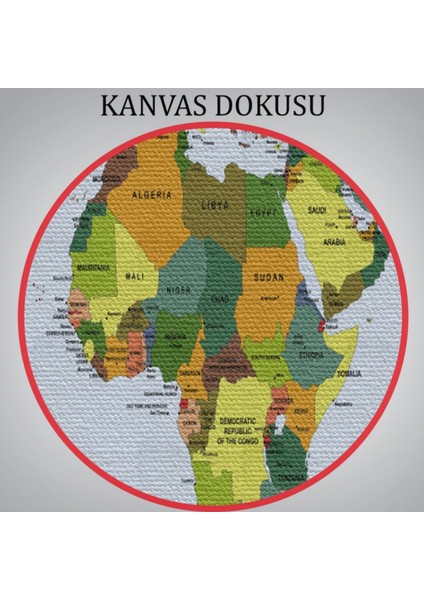 Yeşil Tonlar Ingilizce Dünya Haritası Dekoratif Kanvas Tablo, Duvar Dekoru 1049