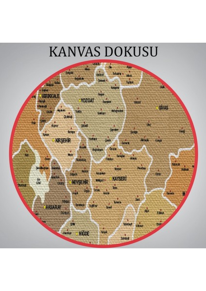Eğitici Il ve Ilçe Detaylı Türkiye Haritası, Harita Dekoratif Kanvas Tablo, Duvar Dekoru 3048