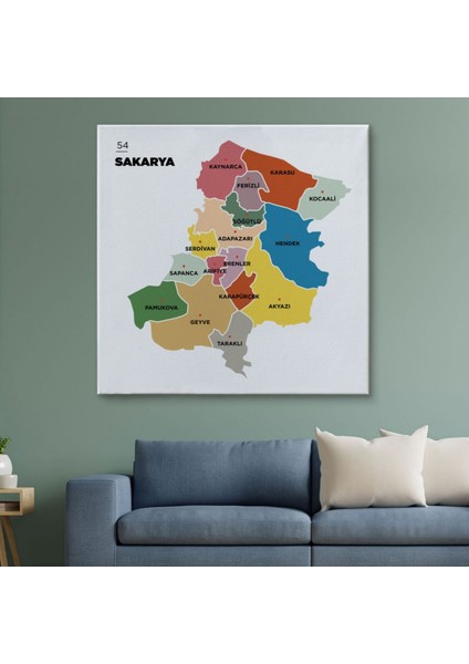 Il ve Ilçeler Haritası Sakarya, Modern Dekoratif Kanvas Tablo, Duvar Dekoru 1443 fiyatları