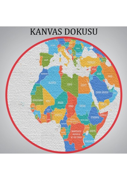 Beyaz Zemin Soft Renkler Ingilizce Dünya Haritası Dekoratif Kanvas Tablo, Duvar Dekoru 1103