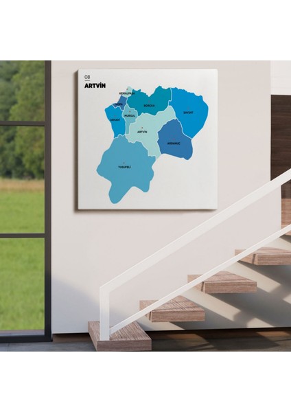 Il ve Ilçeler Haritası Artvin, Modern Dekoratif Kanvas Tablo, Duvar Dekoru 1275 fırsatları