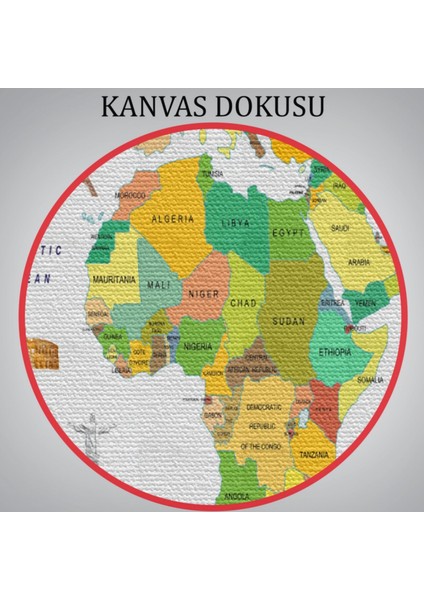 Ülke Başkent Sembollü Eğitici Ingilizce Dünya Haritası Dekoratif Kanvas Tablo, Duvar Dekoru 2325