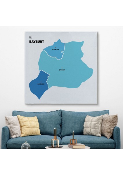 Il ve Ilçeler Haritası Bayburt, Modern Dekoratif Kanvas Tablo, Duvar Dekoru 1290 fiyatları