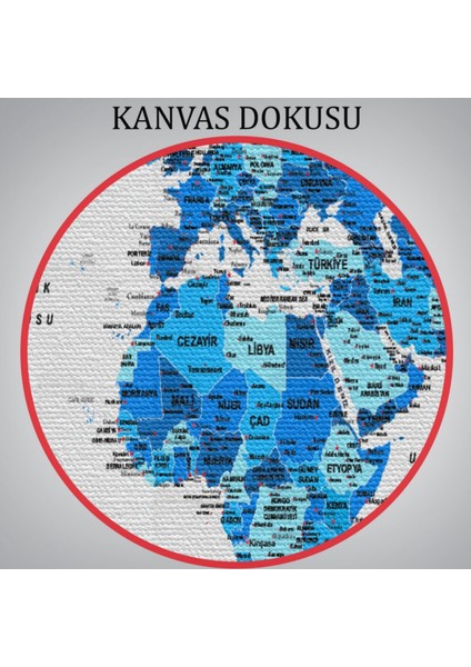 Detaylı ve Eğitici Türkçe Dünya Haritası, Harita Dekoratif Kanvas Tablo, Duvar Dekoru 1608