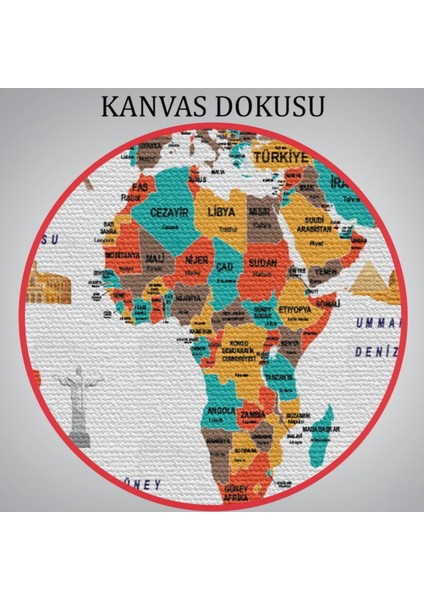 Ülke Başkentli ve Bayraklı Türkçe Dünya Haritası Dekoratif Kanvas Tablo, Duvar Dekoru 1922