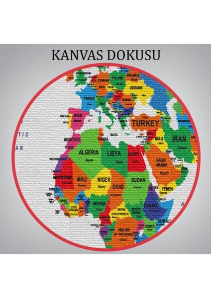 Ülke ve Başkentli Ingilizce Dünya Haritası, Harita Dekoratif Kanvas Tablo, Duvar Dekoru 1557