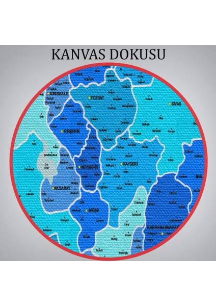 Komşulu Il ve Ilçe Detaylı Türkiye Haritası, Harita Dekoratif Kanvas Tablo, Duvar Dekoru 3002
