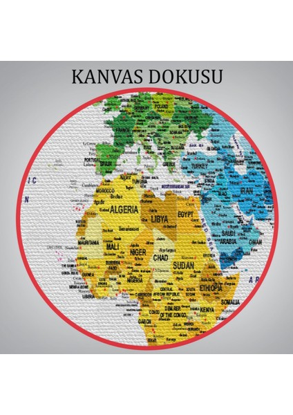 Detaylı ve Eğitici Ingilizce Dünya Haritası, Harita Dekoratif Kanvas Tablo, Duvar Dekoru 1597