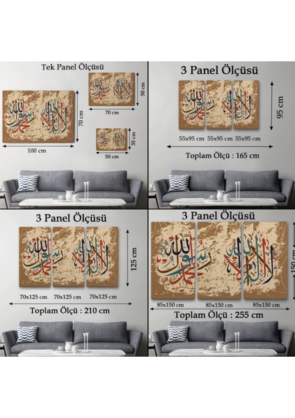 Allah’tan Başka Ilah Yoktur, Muhammed (As) Onun Kulu ve Elçisidir Dekoratif Kanvas Tablo 3284 fırsatları