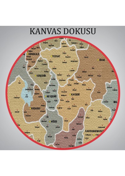 Komşulu Il ve Ilçe Detaylı Türkiye Haritası, Harita Dekoratif Kanvas Tablo, Duvar Dekoru 3022