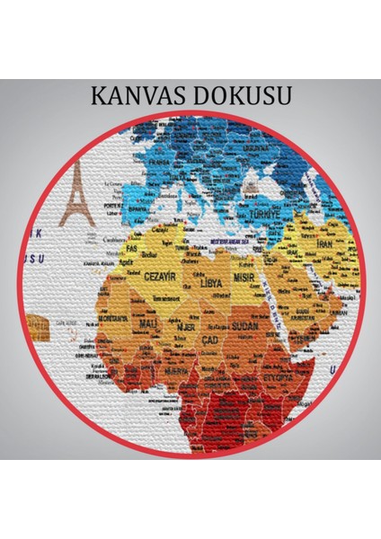 Eğitici Detaylı Sembollü Türkçe Dünya Haritası Dekoratif Kanvas Tablo, Duvar Dekoru 3166