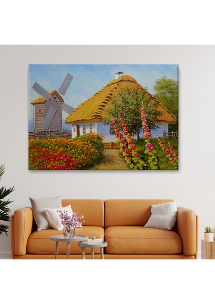 Yağlıboya Görünüm Köy Evi Dekoratif Kanvas Tablo, Duvar Dekoru 3654 fiyatları