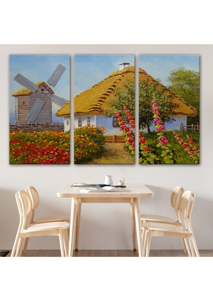 Yağlıboya Görünüm Köy Evi Dekoratif Kanvas Tablo, Duvar Dekoru 3654 modelleri