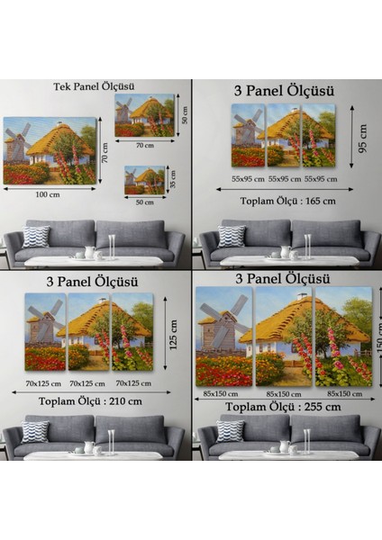 Yağlıboya Görünüm Köy Evi Dekoratif Kanvas Tablo, Duvar Dekoru 3654 fırsatları