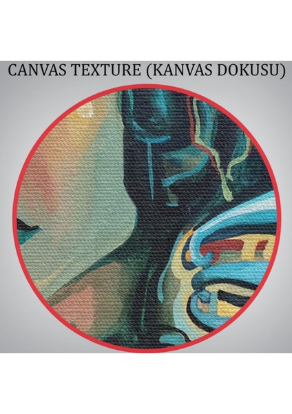 Çiçekler Arasındaki Kadın Soyut Mavi Tonlar Dekoratif Kanvas Tablo, Duvar Dekoru 3729