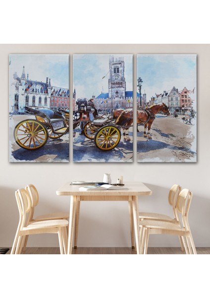 Belçika Brugge Tarihi Kasaba Dekoratif Kanvas Tablo, Duvar Dekoru 3512 modelleri