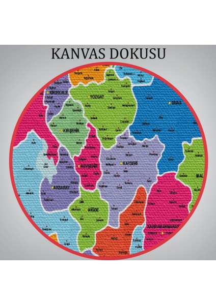 Komşu Ülkeler Il ve Ilçe Detaylı Türkiye Haritası Dekoratif Kanvas Tablo, Duvar Dekoru 3005
