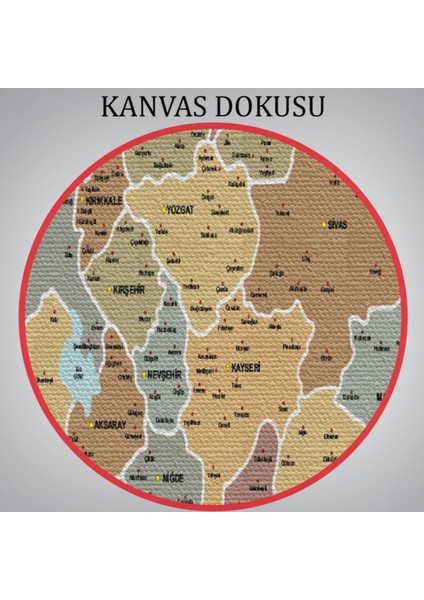 Eğitici Il ve Ilçe Detaylı Türkiye Haritası, Harita Dekoratif Kanvas Tablo, Duvar Dekoru 3050