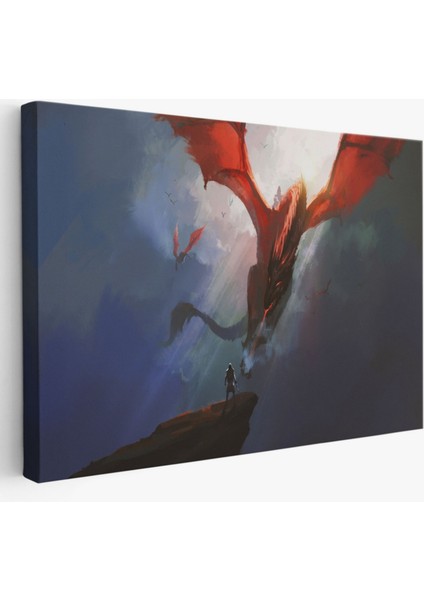 Ejderha Kaşında Savaşçı Dekoratif Kanvas Tablo, Duvar Dekoru 5083