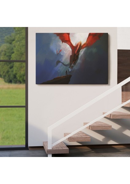 Ejderha Kaşında Savaşçı Dekoratif Kanvas Tablo, Duvar Dekoru 5083 indirimleri