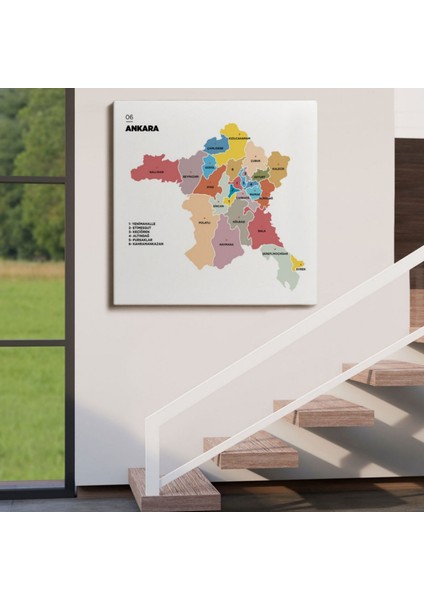 Il ve Ilçeler Haritası Ankara, Modern Dekoratif Kanvas Tablo, Duvar Dekoru 1265 fırsatları