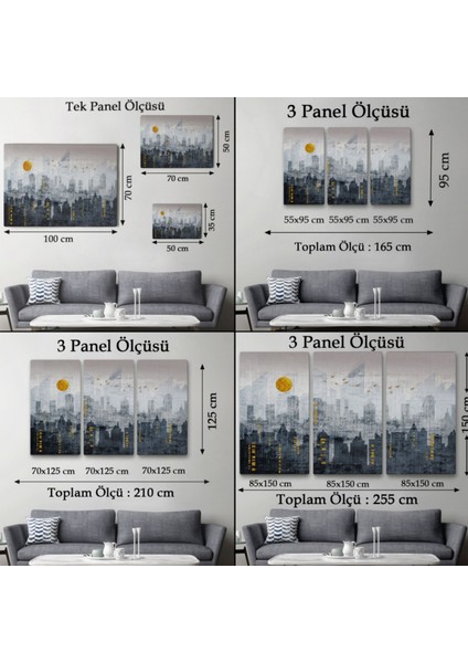 Modern Şehir Silueti Dekoratif Kanvas Tablo, Duvar Dekoru 5038 fırsatları