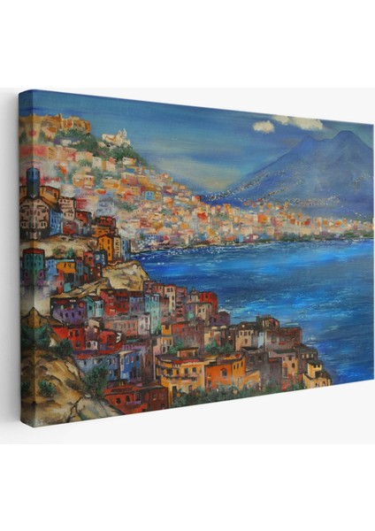 Yağlıboya Görünüm Napoli Manzarası Dekoratif Kanvas Tablo, Duvar Dekoru 3435