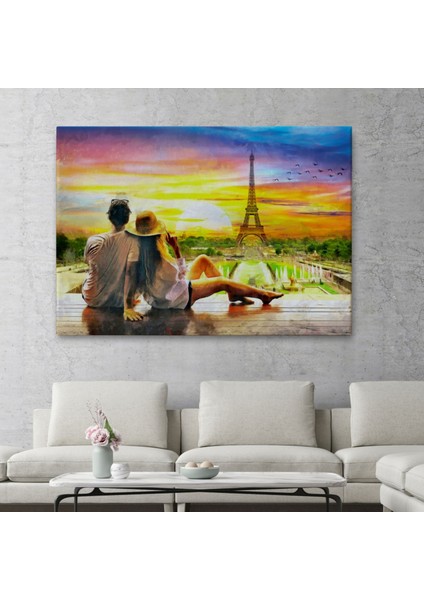 Paris Eyfel Kulesi ve Romantik Çift Dekoratif Kanvas Tablo, Duvar Dekoru 3627 fiyatları