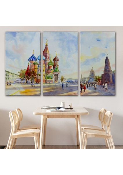 Aziz Basil Katedrali Kızıl Meydan ve Kremlin Dekoratif Kanvas Tablo, Duvar Dekoru 3559 modelleri