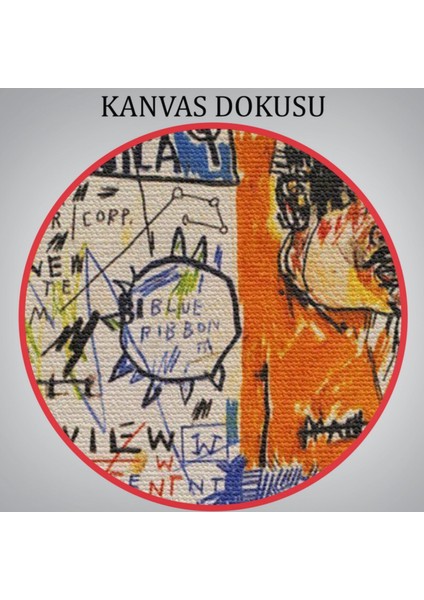 50 Cent Piece Isimli Eser Jean Michel Basquiat Dekoratif Kanvas Tablo, Duvar Dekoru 5017